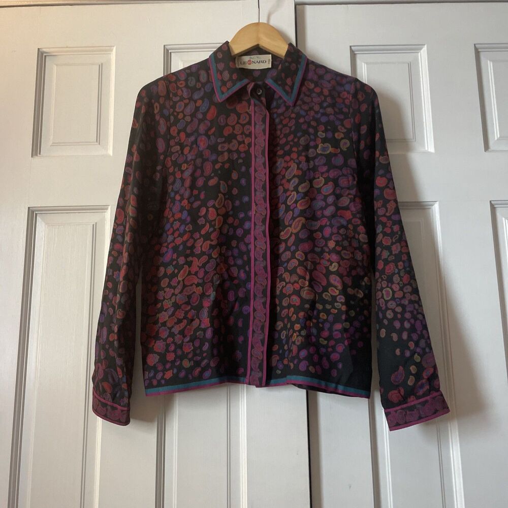 Vtg LE Studio NARD Leonard Paris Paisley Shirt Top Italian Designer 70s 80s Mod